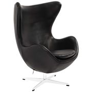 Fine black Italian leather lounge chair by Modway additional picture 2