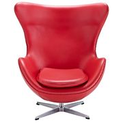 Fine red Italian leather lounge chair by Modway additional picture 2