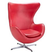 Fine red Italian leather lounge chair by Modway additional picture 4