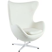 Fine white Italian leather lounge chair by Modway additional picture 2