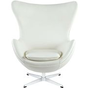 Fine white Italian leather lounge chair by Modway additional picture 3