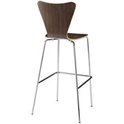 Minimalist bar stool in walnut wood by Modway additional picture 2