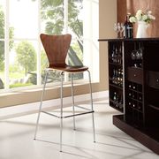 Minimalist bar stool in walnut wood by Modway additional picture 4