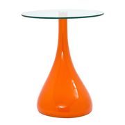 Orange side table w/ round top glass by Modway additional picture 2