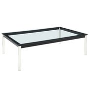 Black oblong coffee table w/ top glass by Modway additional picture 4