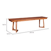 Mid-century modern bench walnut by Moe's Home Collection additional picture 2