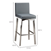 Contemporary swivel barstool gray by Moe's Home Collection additional picture 2