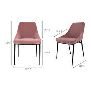 Contemporary dining chair pink velvet-m2 by Moe's Home Collection additional picture 6