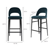 Retro barstool teal velvet by Moe's Home Collection additional picture 3