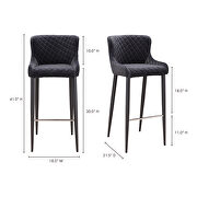 Contemporary barstool dark gray by Moe's Home Collection additional picture 7