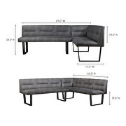 Contemporary corner bench dark gray by Moe's Home Collection additional picture 6