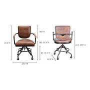 Industrial swivel desk chair - soft brown by Moe's Home Collection additional picture 2