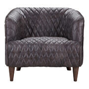 Retro tufted leather arm chair antique ebony additional photo 4 of 4