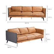 Mid-century modern leather sofa cognac additional photo 2 of 9