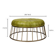Retro leather ottoman green by Moe's Home Collection additional picture 2