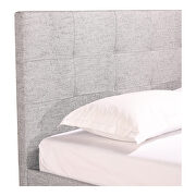 Contemporary queen bed light gray fabric additional photo 3 of 5