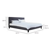 Contemporary king bed dark gray fabric by Moe's Home Collection additional picture 2