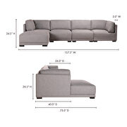 Contemporary modular sectional left gray by Moe's Home Collection additional picture 2