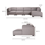 Contemporary modular sectional right gray by Moe's Home Collection additional picture 2
