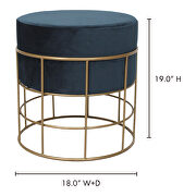 Art deco stool blue by Moe's Home Collection additional picture 2