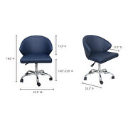 Contemporary swivel office chair blue by Moe's Home Collection additional picture 5