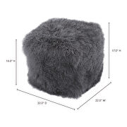 Contemporary fur pouf smoke by Moe's Home Collection additional picture 2
