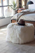 Contemporary fur pouf natural additional photo 3 of 5