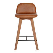 Scandinavian leather counter stool tan additional photo 2 of 4