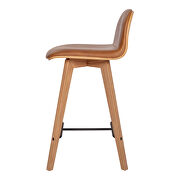 Scandinavian leather counter stool tan additional photo 4 of 4