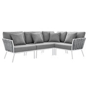 White/ gray finish outdoor patio aluminum large sectional sofa by Modway additional picture 2