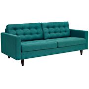 Quality teal fabric upholstered sofa additional photo 3 of 4