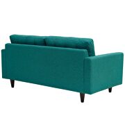 Quality teal fabric upholstered loveseat additional photo 2 of 4