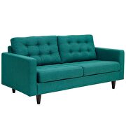 Quality teal fabric upholstered loveseat additional photo 3 of 4