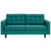 Quality teal fabric upholstered loveseat additional photo 4 of 4