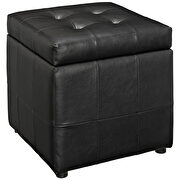 Storage upholstered vinyl ottoman in black additional photo 2 of 3