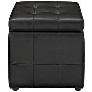 Storage upholstered vinyl ottoman in black additional photo 3 of 3
