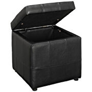 Storage upholstered vinyl ottoman in black additional photo 4 of 3