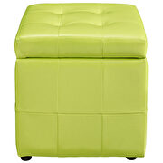 Storage upholstered vinyl ottoman in light green additional photo 3 of 3