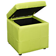 Storage upholstered vinyl ottoman in light green additional photo 4 of 3