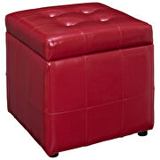 Storage upholstered vinyl ottoman in red by Modway additional picture 2