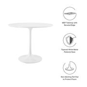 Round wood top dining table in white by Modway additional picture 7