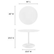 Round wood top dining table in white by Modway additional picture 8
