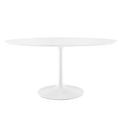 Oval wood top dining table in white additional photo 3 of 4