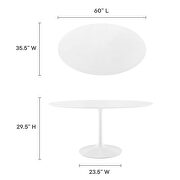 Oval wood top dining table in white by Modway additional picture 8