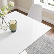 Square wood top dining table in white by Modway additional picture 2