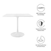 Square wood top dining table in white by Modway additional picture 7