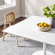 Square wood top dining table in white by Modway additional picture 2