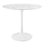 Round artificial marble dining table in white by Modway additional picture 3