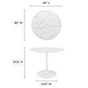 Round artificial marble dining table in white by Modway additional picture 8