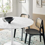 Round artificial marble dining table in white additional photo 2 of 7